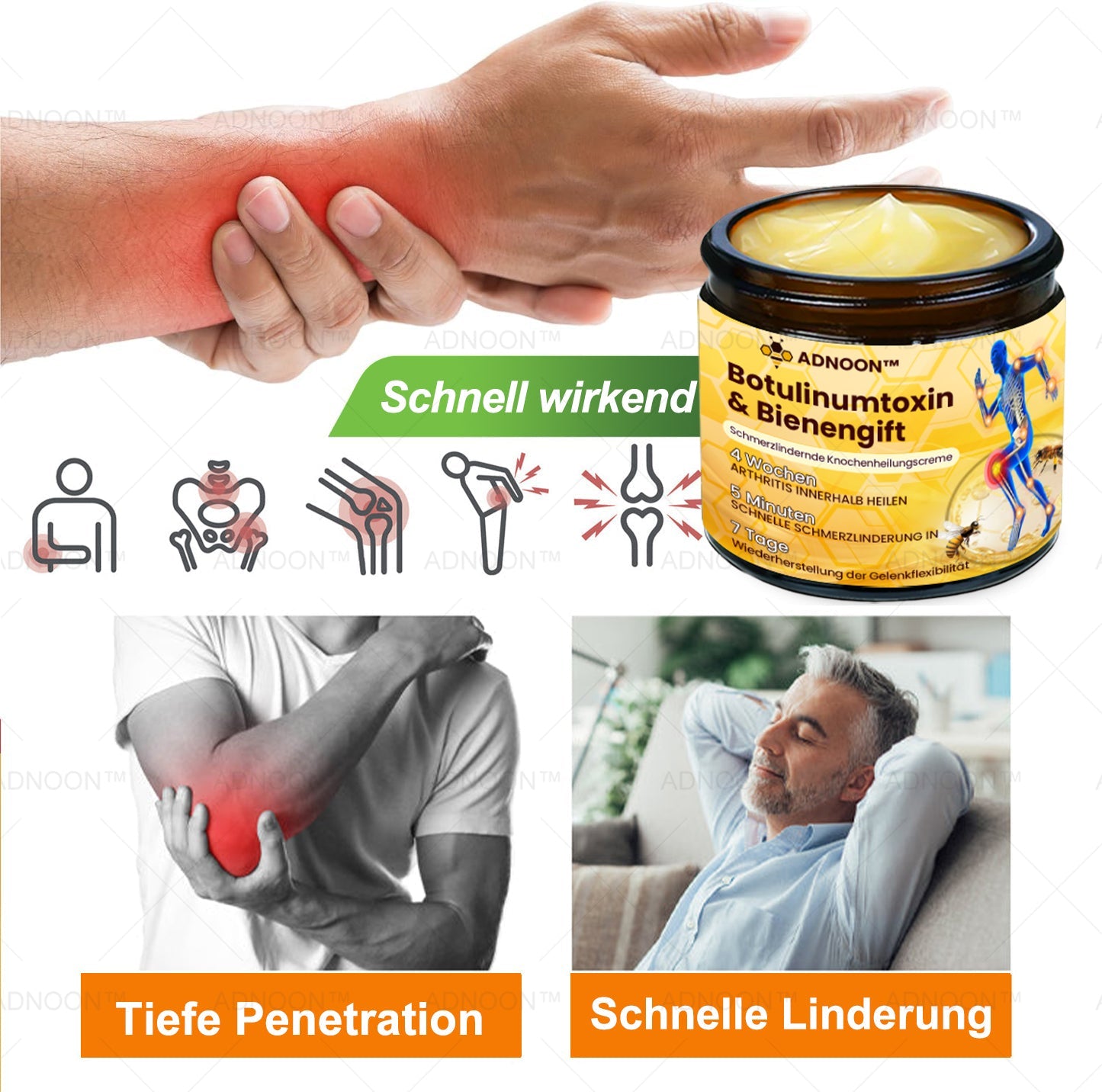 ADNOONâ˘đ¸Botulinum Toxin & Bienenvenom Schmerzlindernde Knochenheilcreme