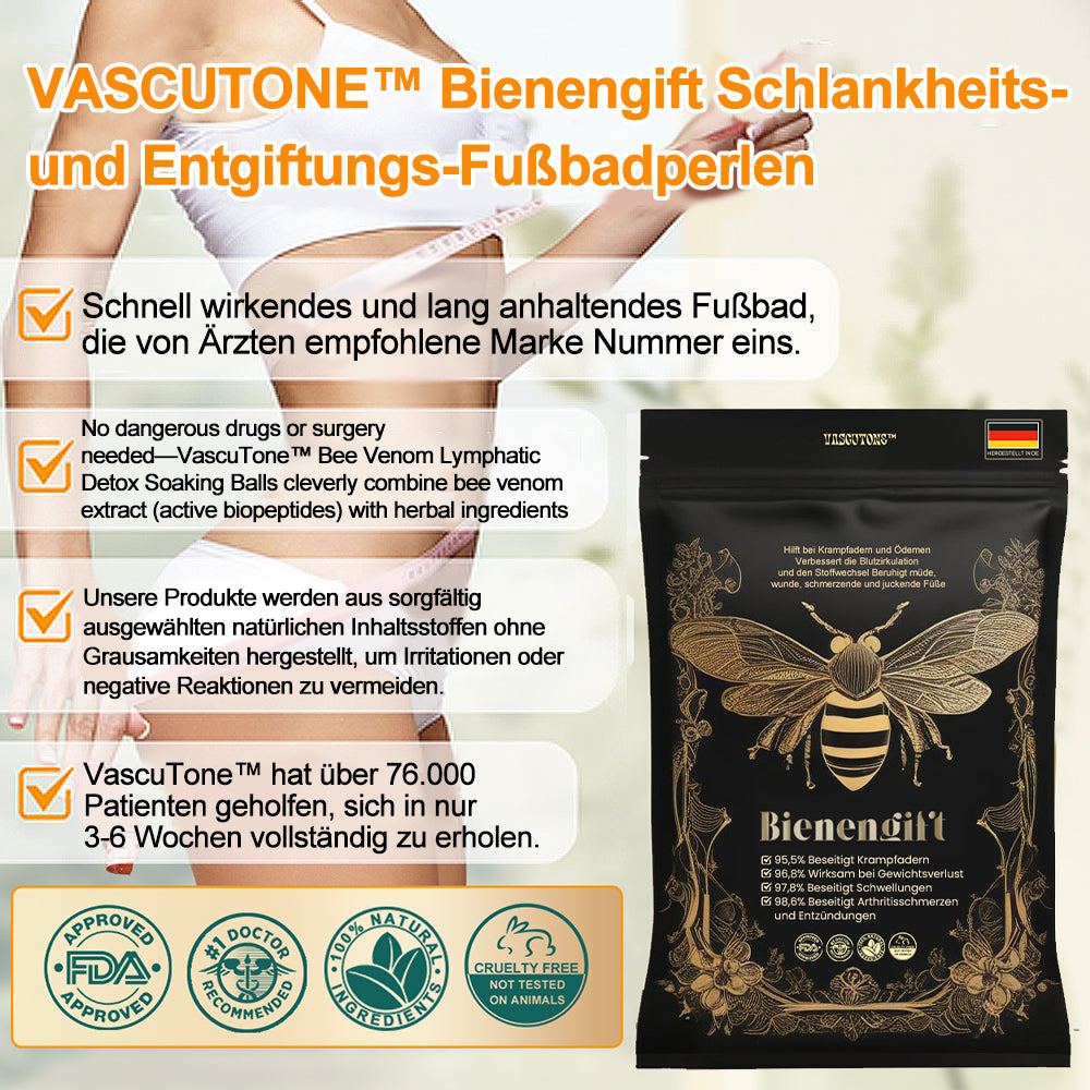 VascuTone™ 🍃 Bienengift Schlankheits-Detox-Fußbad-Perlen - (EU Lymphatic Association ELA zertifiziert)