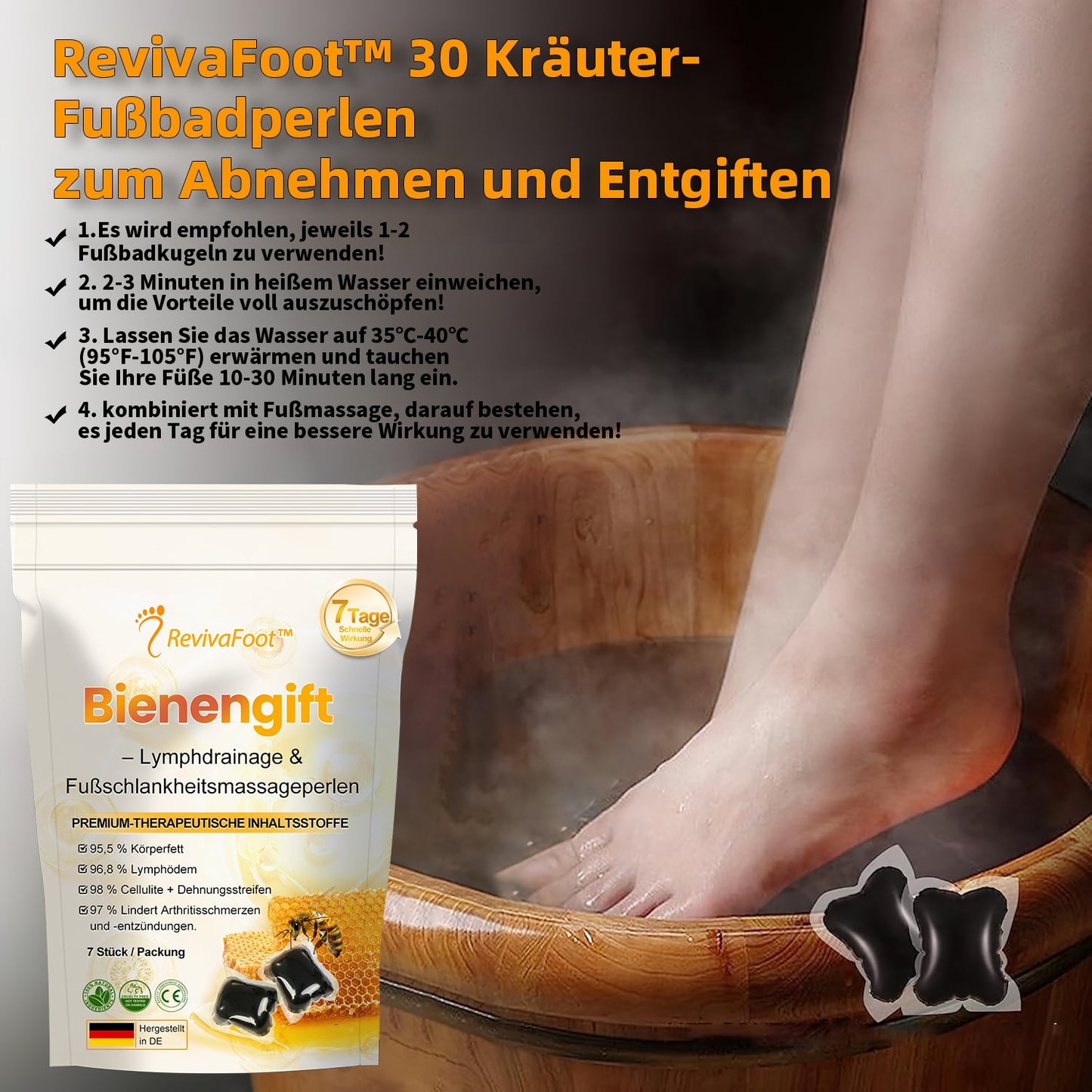 RevivaFoot™🌿🌿Bienenvenom Lymphdrainage- und Schlankheits-Fußbadperlen 70 % RABATT【Arztempfehlung - Bei allen lymphatischen Problemen und Fettleibigkeit】